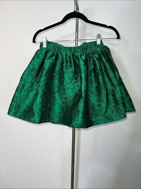 Shop The Mint Emerald Brocade Floral-Texture A-Line Skirt